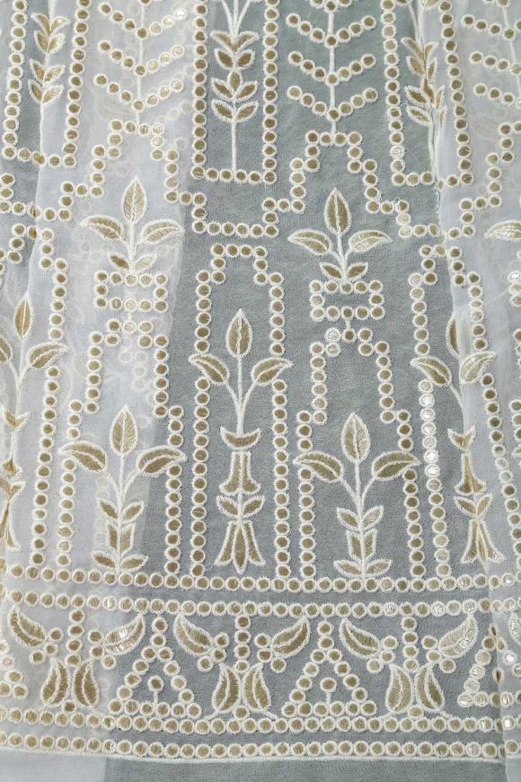 Light-sea-green thread embroidery silk unstitched lehenga - Mahotsav E  Solution - 3684518