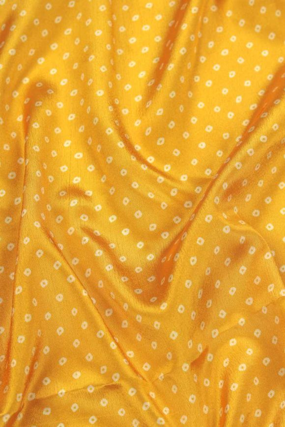 Buy Honey Yellow Bandhani Digital Printed Chinnon Fabric Online Fabric Pitara