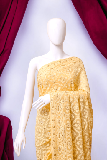 Heirloom Ivory Chikankari & Gota Patti Hand Embroidered Saree – Talking  Threads