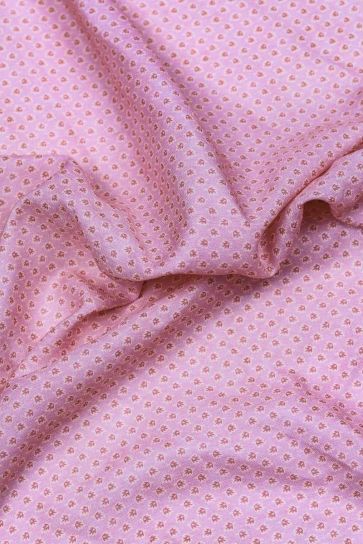 Buy Bubblegum Pink Leaves Butti Digital Printed Soft Linen Fabric ...