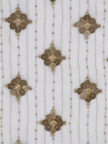 White Sequins Floral Embroidered Bamberg Georgette Fabric
