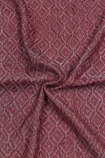 Buy Rani Pink Hexa Shape Motif Pattern Embroidered Raw Silk Fabric