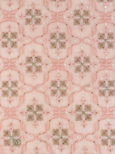Baby Pink Geometric Objects Embroidered Bamberg Georgette Fabric