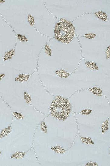 White Dyeable Floral Pattern Embroidery On Bamber Georgette Fabric