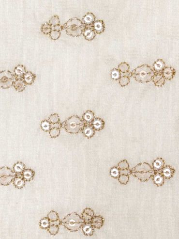 White Butti Embroidered Pure Chanderi Fabric