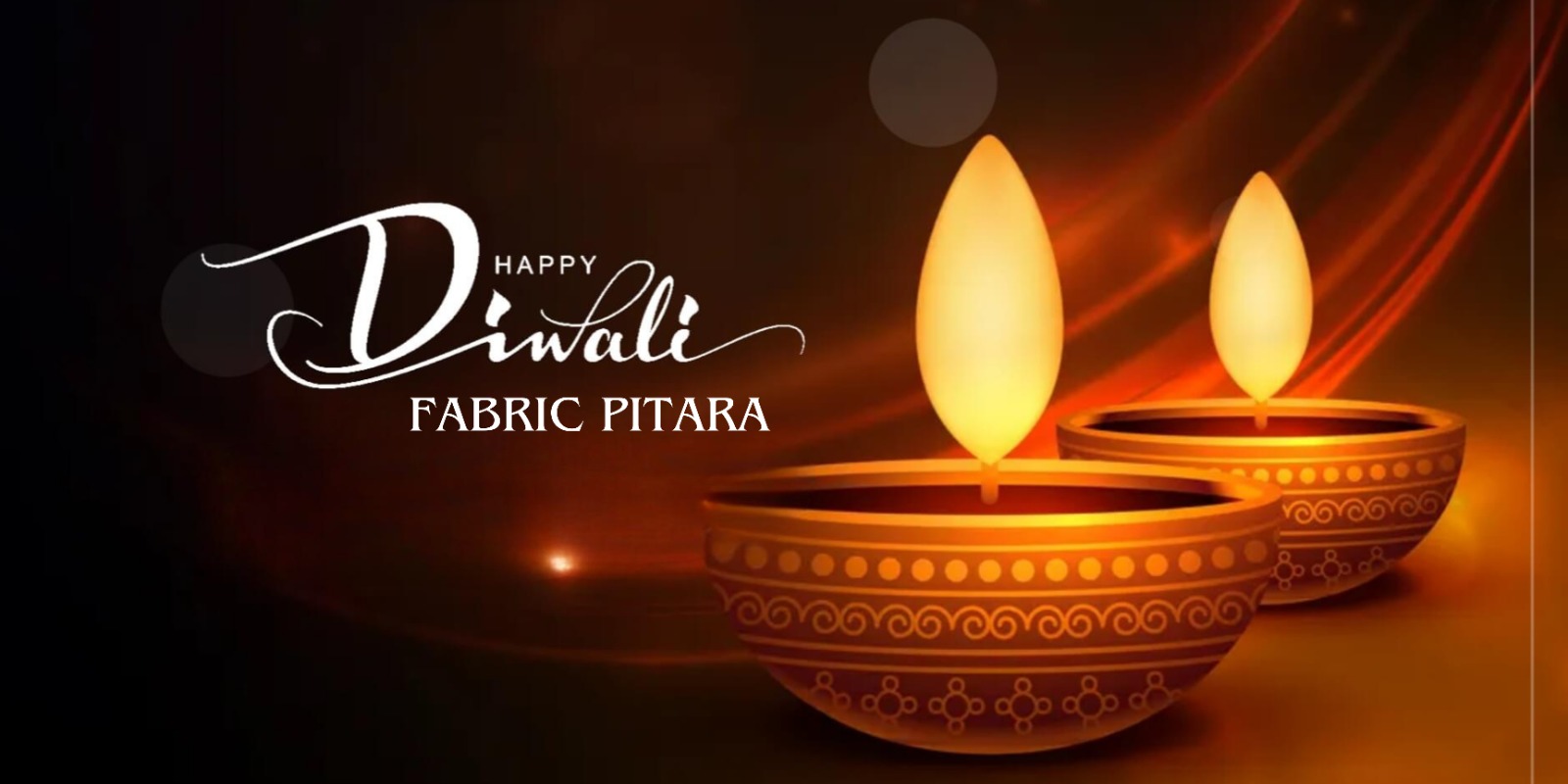 [Happy Diwali with lit oil lamps, Fabric Pitara branding]-[fabricpitara]